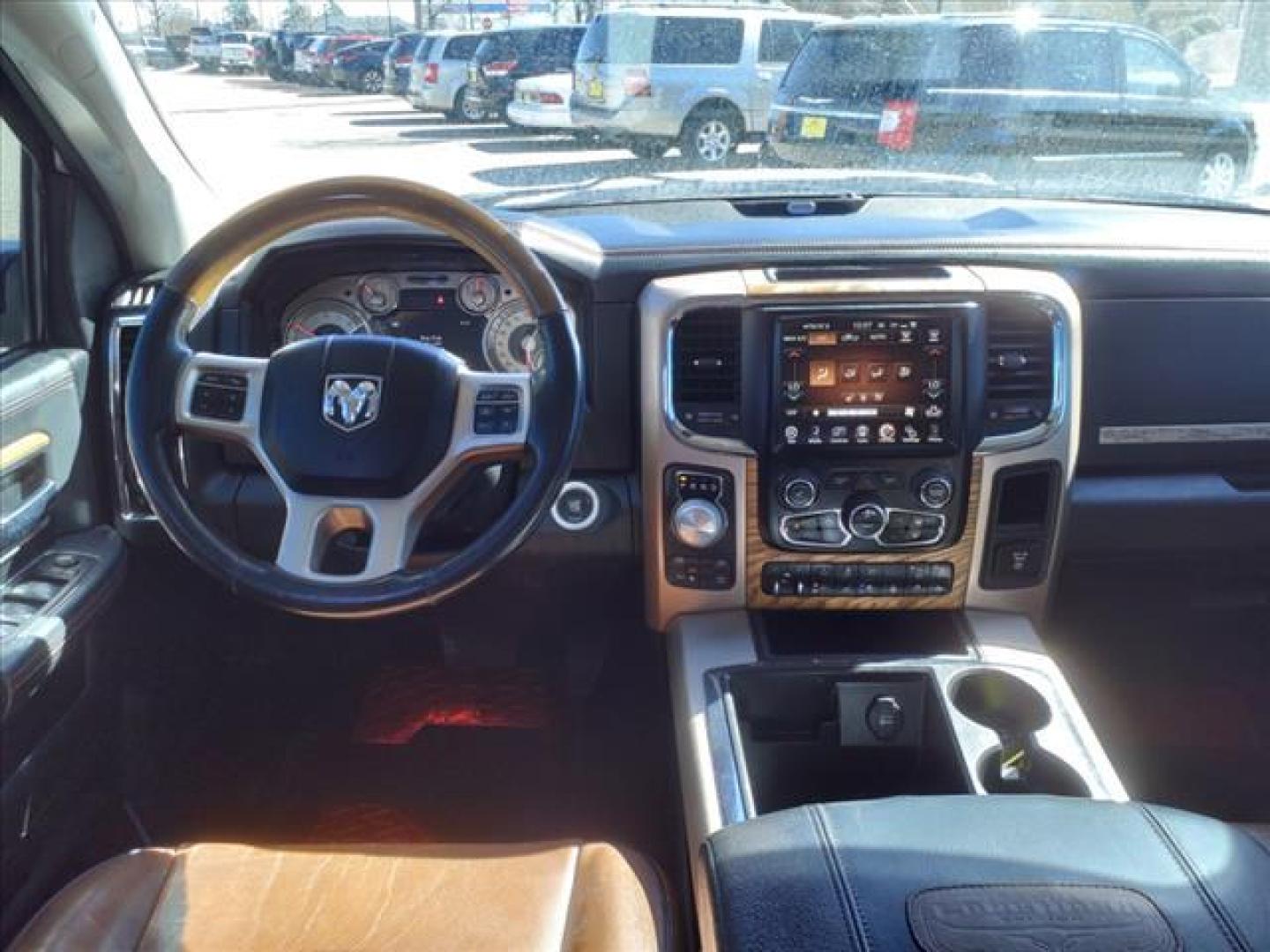 2015 Bright White Clear Coat/White Gold Clear Coat RAM 1500 Laramie Longhorn (1C6RR7PM3FS) with an 3.0L Biodiesel Turbo V6 240hp 420ft. lbs. Common Rail Direct Injection engine, 8-Speed Shiftable Automatic transmission, located at 1401 N. Hobart, Pampa, TX, 79065, (806) 665-9872, 35.549953, -100.975098 - Photo#10