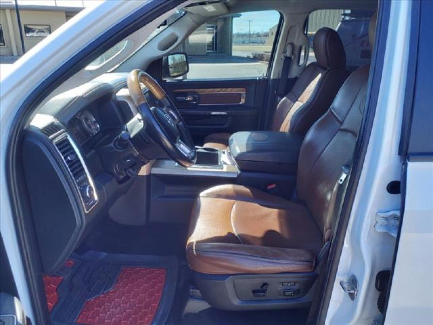 2015 Bright White Clear Coat/White Gold Clear Coat RAM 1500 Laramie Longhorn (1C6RR7PM3FS) with an 3.0L Biodiesel Turbo V6 240hp 420ft. lbs. Common Rail Direct Injection engine, 8-Speed Shiftable Automatic transmission, located at 1401 N. Hobart, Pampa, TX, 79065, (806) 665-9872, 35.549953, -100.975098 - Photo#11