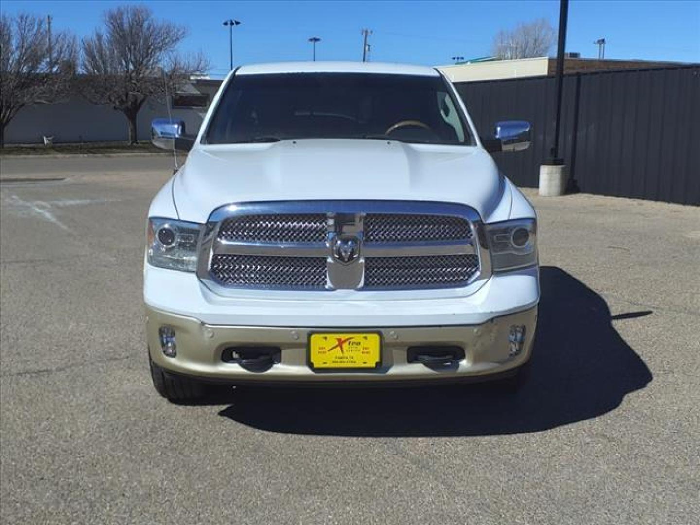 2015 Bright White Clear Coat/White Gold Clear Coat RAM 1500 Laramie Longhorn (1C6RR7PM3FS) with an 3.0L Biodiesel Turbo V6 240hp 420ft. lbs. Common Rail Direct Injection engine, 8-Speed Shiftable Automatic transmission, located at 1401 N. Hobart, Pampa, TX, 79065, (806) 665-9872, 35.549953, -100.975098 - Photo#1