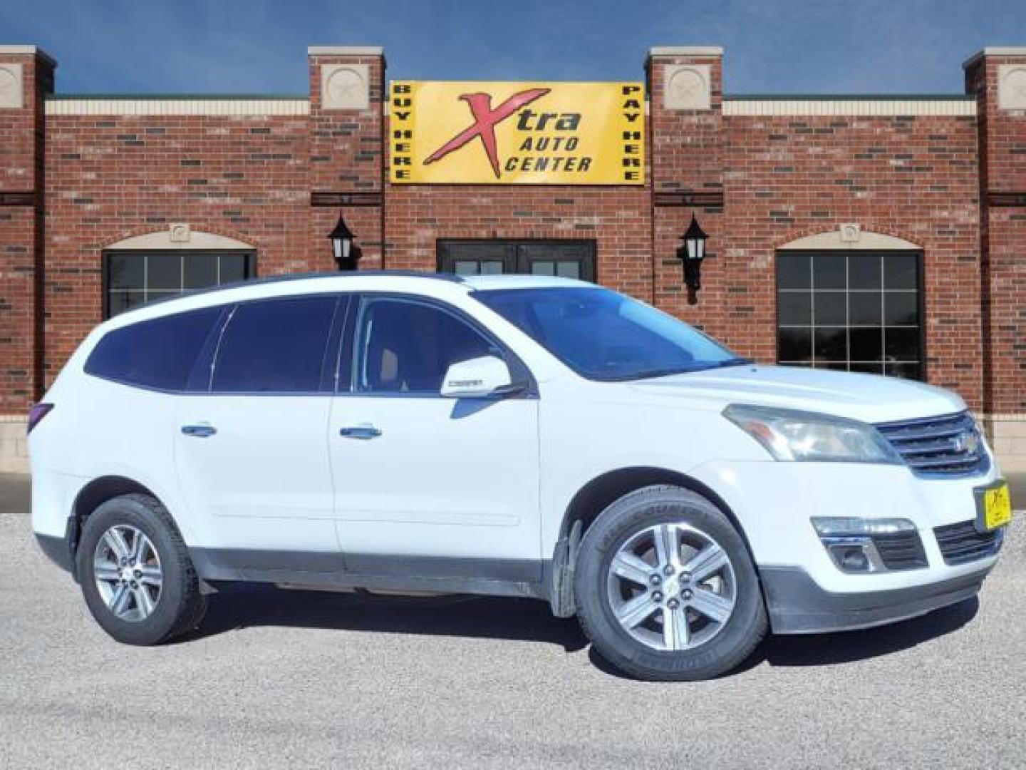 2015 White 40u Chevrolet Traverse LT (1GNKVHKD4FJ) with an 3.6L 3.6L V6 281hp 266ft. lbs. Direct Injection engine, 6-Speed Shiftable Automatic transmission, located at 1401 N. Hobart, Pampa, TX, 79065, (806) 665-9872, 35.549953, -100.975098 - Photo#0