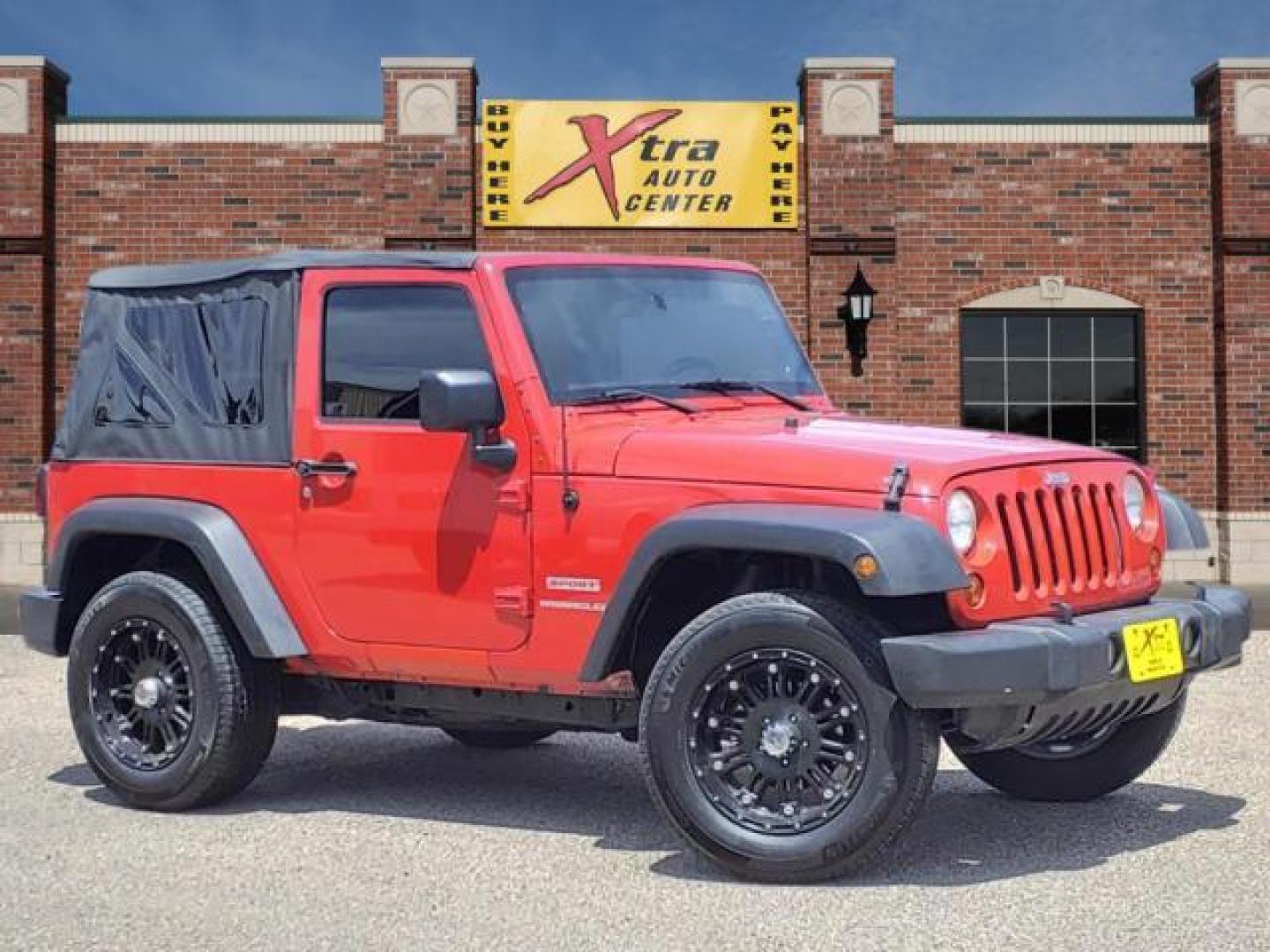 2011 Flame Red Clear Coat Jeep Wrangler Sport (1J4AA2D10BL) with an 3.8L 3.8L V6 202hp 237ft. lbs. Sequential Multiport Fuel Injection engine, 6-Speed Manual transmission, located at 1401 N. Hobart, Pampa, TX, 79065, (806) 665-9872, 35.549953, -100.975098 - Photo#0