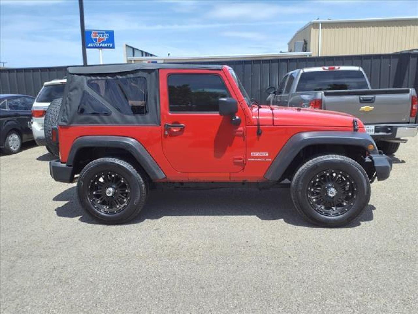 2011 Flame Red Clear Coat Jeep Wrangler Sport (1J4AA2D10BL) with an 3.8L 3.8L V6 202hp 237ft. lbs. Sequential Multiport Fuel Injection engine, 6-Speed Manual transmission, located at 1401 N. Hobart, Pampa, TX, 79065, (806) 665-9872, 35.549953, -100.975098 - Photo#2