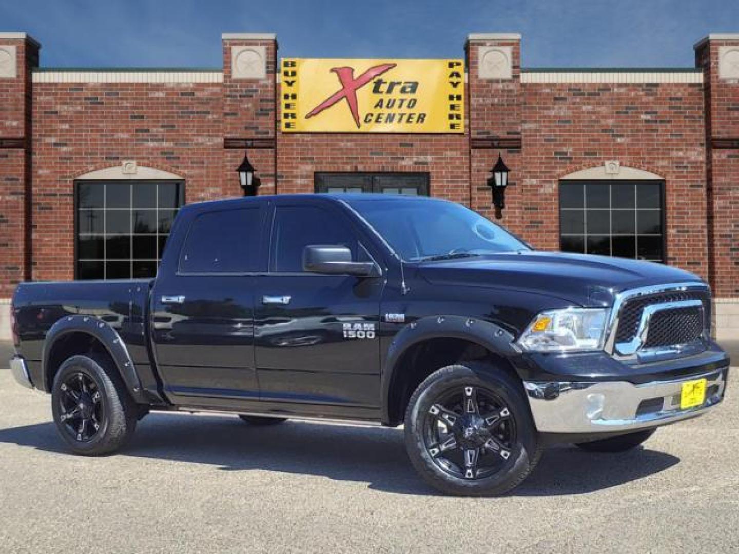 2014 Black Clear Coat RAM 1500 Big Horn (1C6RR7LT1ES) with an 5.7L HEMI 5.7L V8 395hp 407ft. lbs. Sequential Multiport Fuel Injection engine, 8-Speed Shiftable Automatic transmission, located at 1401 N. Hobart, Pampa, TX, 79065, (806) 665-9872, 35.549953, -100.975098 - Photo#0