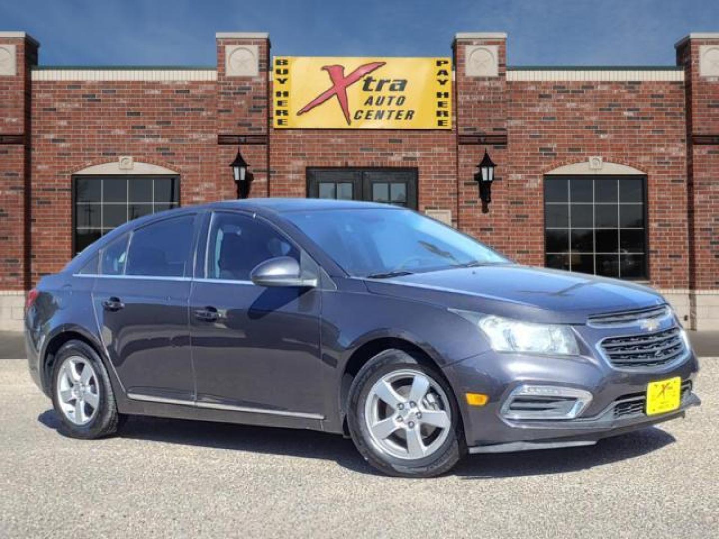 2015 Tungsten Metallic Chevrolet Cruze 1LT Auto (1G1PC5SB2F7) with an 1.4L Ecotec 1.4L Turbo I4 138hp 148ft. lbs. Sequential Multiport Fuel Injection engine, 6-Speed Shiftable Automatic w/Overdrive transmission, located at 1401 N. Hobart, Pampa, TX, 79065, (806) 665-9872, 35.549953, -100.975098 - Photo#0