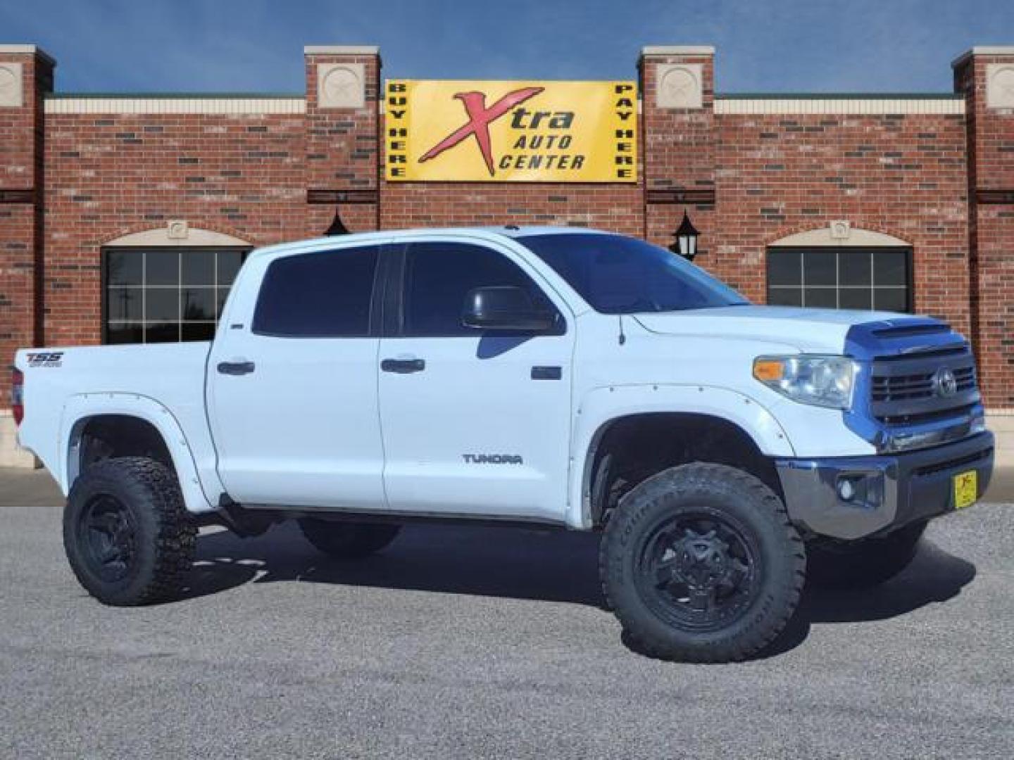 2014 Super White 040 Toyota Tundra SR5 (5TFDW5F15EX) with an 5.7L 5.7L Flex Fuel V8 381hp 401ft. lbs. Sequential Multiport Fuel Injection engine, 6-Speed Shiftable Automatic transmission, located at 1401 N. Hobart, Pampa, TX, 79065, (806) 665-9872, 35.549953, -100.975098 - Photo#0