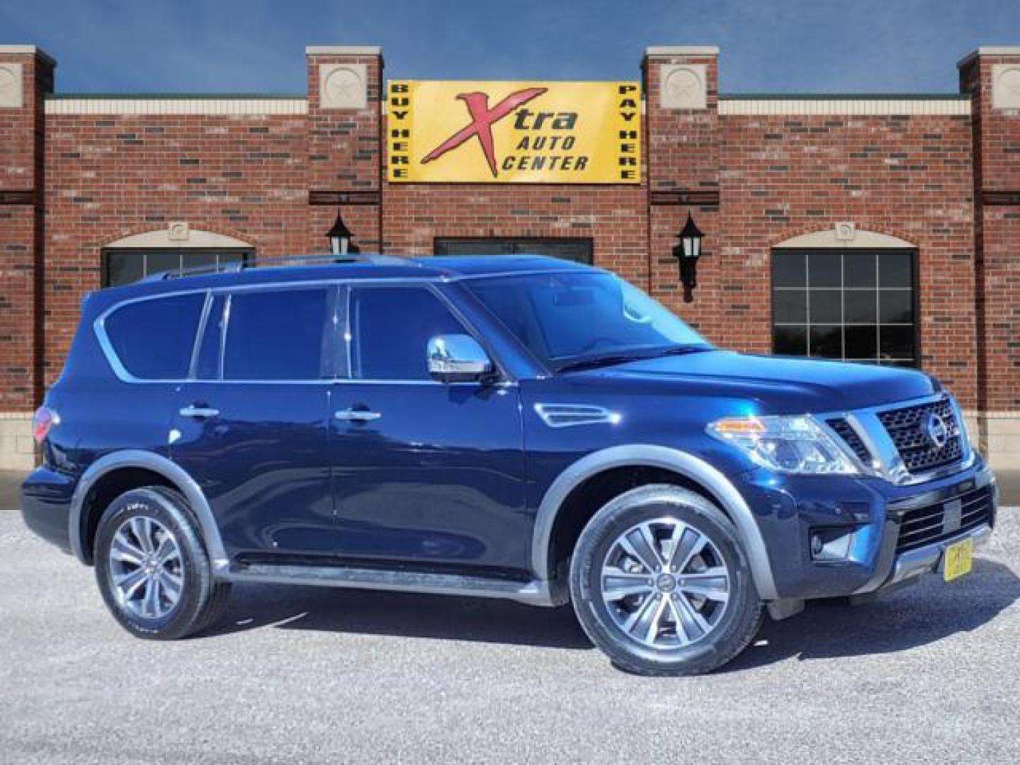 2019 Hermosa Blue Pearl Bw5 Nissan Armada SL (JN8AY2ND6K9) with an 5.6L 5.6L V8 390hp 394ft. lbs. Direct Injection engine, 7-Speed Shiftable Automatic transmission, located at 1401 N. Hobart, Pampa, TX, 79065, (806) 665-9872, 35.549953, -100.975098 - Photo#0