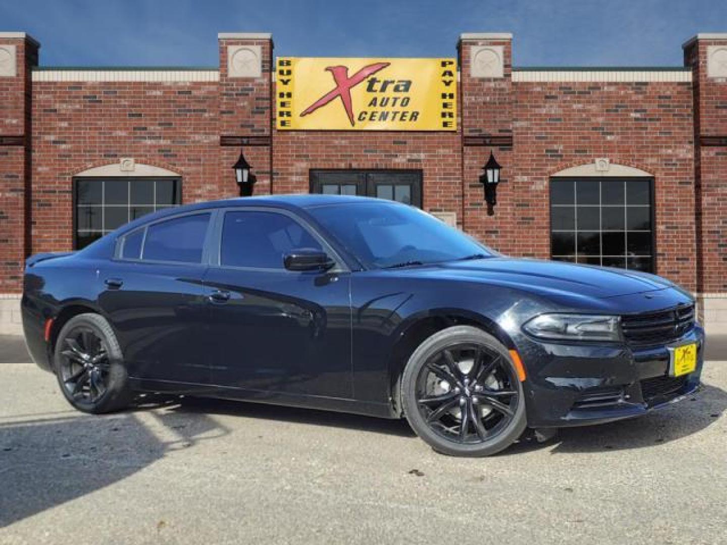 2018 Pitch Black Clear Coat Px8 Dodge Charger SXT (2C3CDXBG8JH) with an 3.6L Pentastar 3.6L V6 292hp 260ft. lbs. Sequential Multiport Fuel Injection engine, 8-Speed Shiftable Automatic transmission, located at 1401 N. Hobart, Pampa, TX, 79065, (806) 665-9872, 35.549953, -100.975098 - Photo#0