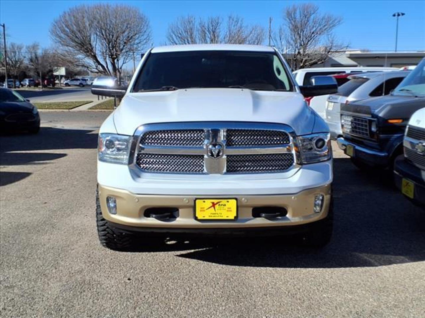 2016 Bright White Clear Coat/White Gold Clear Coat Pw7/ RAM 1500 Laramie Longhorn (1C6RR7PTXGS) with an 5.7L HEMI 5.7L V8 395hp 410ft. lbs. Sequential Multiport Fuel Injection engine, 8-Speed Shiftable Automatic transmission, located at 1401 N. Hobart, Pampa, TX, 79065, (806) 665-9872, 35.549953, -100.975098 - Photo#1