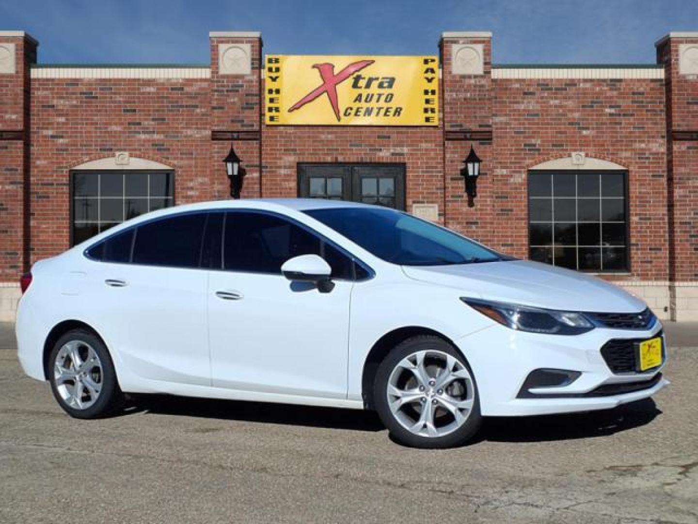 2017 Summit White Gaz Chevrolet Cruze Premier Auto (1G1BF5SM8H7) with an 1.4L 1.4L Turbo I4 153hp 177ft. lbs. Direct Injection engine, 6-Speed Shiftable Automatic transmission, located at 1401 N. Hobart, Pampa, TX, 79065, (806) 665-9872, 35.549953, -100.975098 - Photo#0